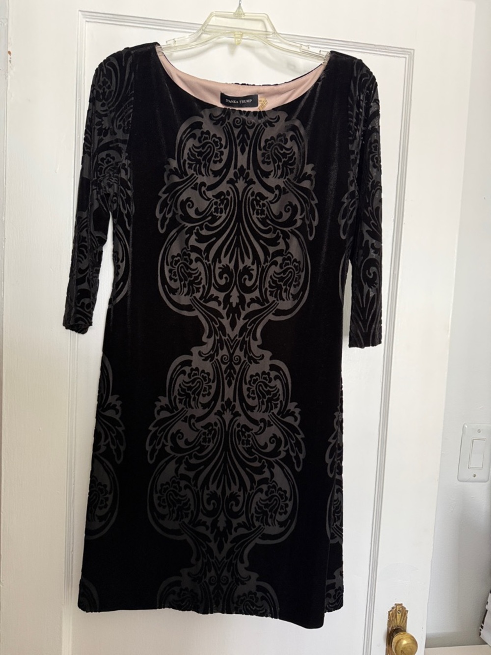 Ivanka Trump Black Velvet Burnout Sheath Dress